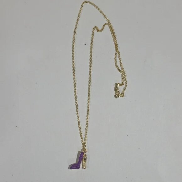 Gold & Purple High Heel Stiletto Pendant Necklace – Fashion Charm Jewelry Women - Picture 5 of 7